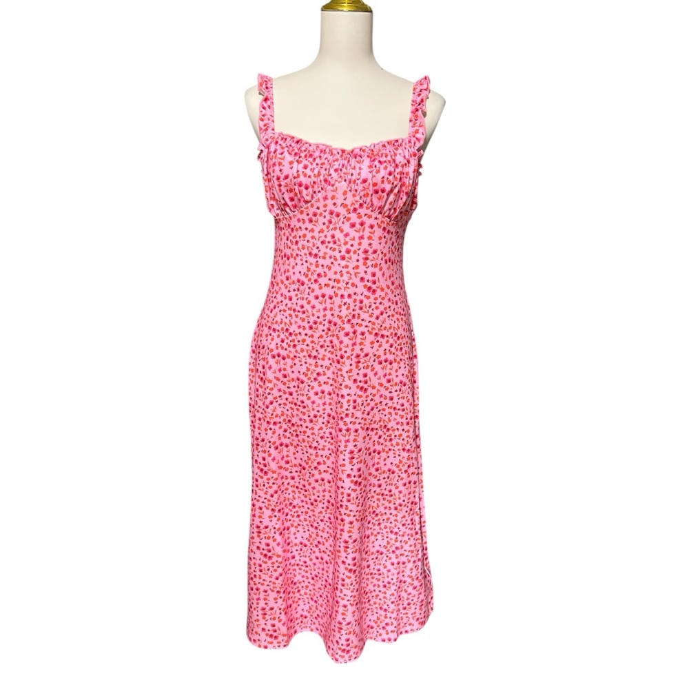 Commense Women’s Large Pink Multicolor Floral Cami Bohemian Vacation Midi Dress